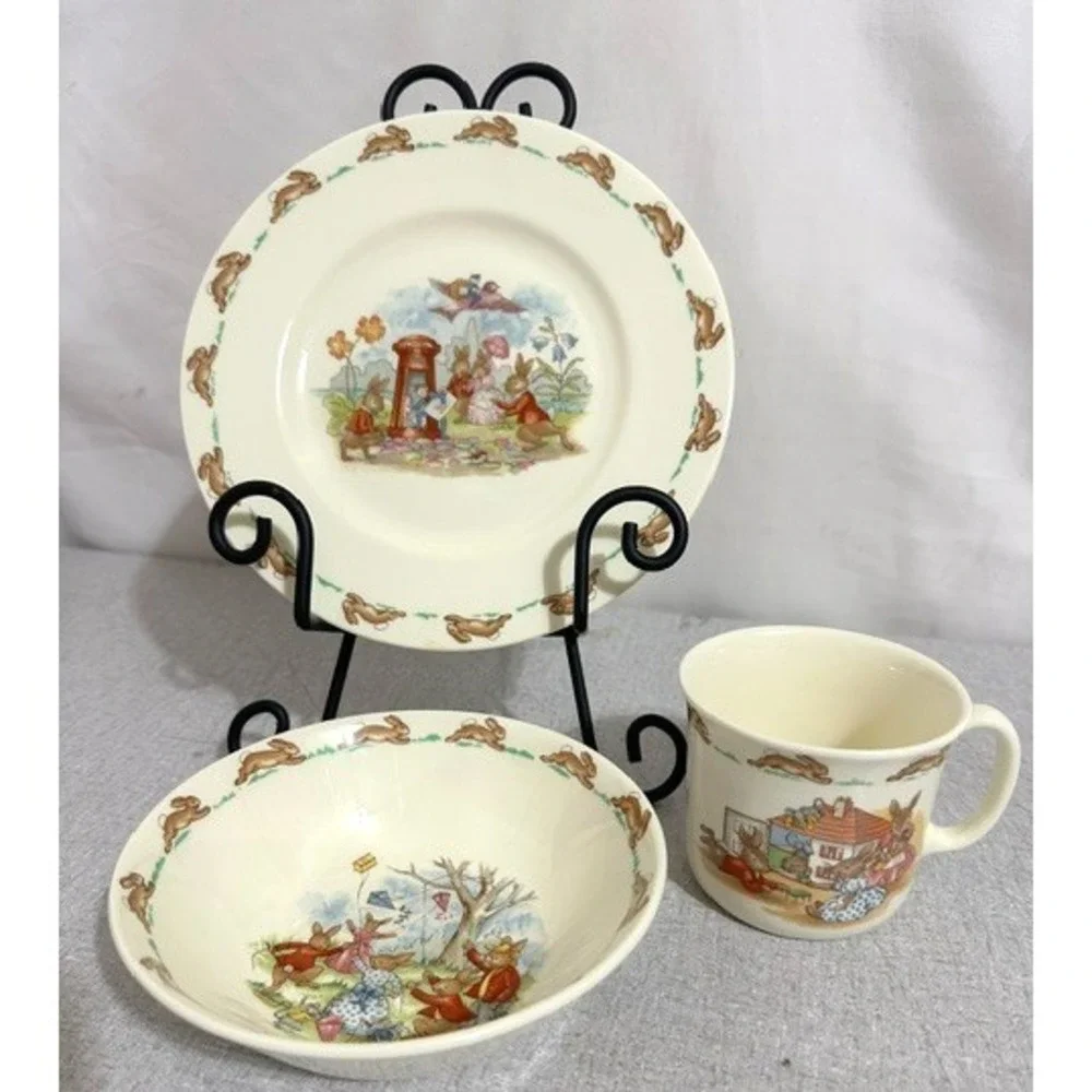Royal Doulton Bunnykins 3 Piece Porcelain Kids Dinnerwear Set Plate Bowl Cup